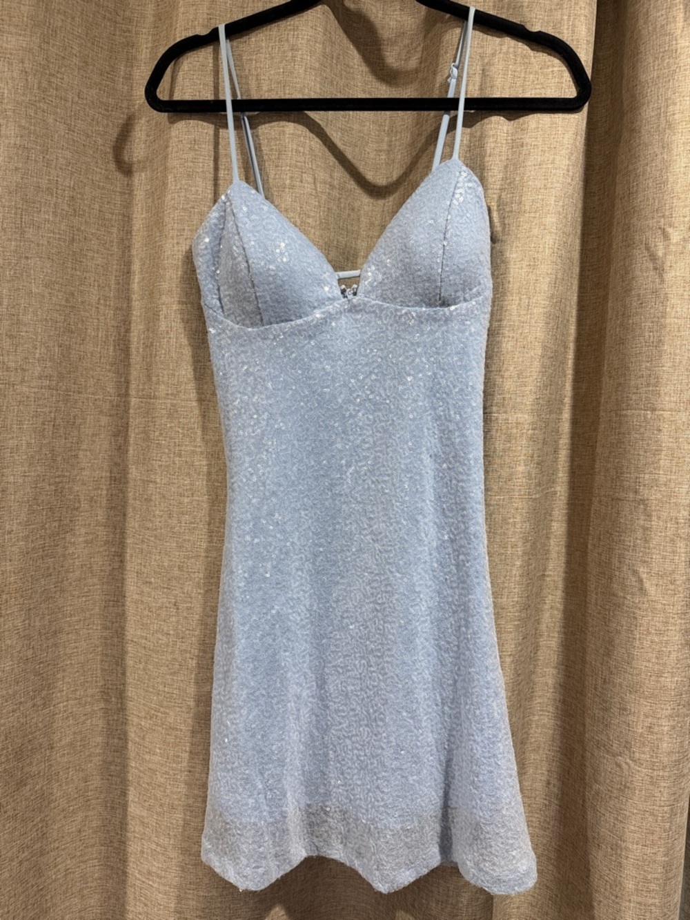 Windsor Light Blue Sequin Dress with Spaghetti Straps